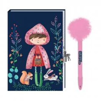 Pamiętnik+długopis z pomponem Czerwony Kapturek