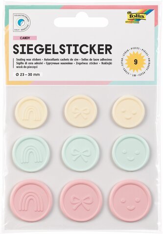 Samolepka s voskovou pečetí - cukrovinky (9 ks, Ø 25 - 33 mm)
