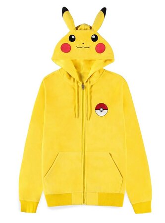 Pánská mikina s kapucí s ušima Pokémon: Pikachu (L) žlutá bavlna