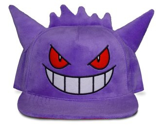 Čepice snapback - kšiltovka Pokémon: Šťastný Grengar s vlasy a ušima (nastavitelná) fialový polyester