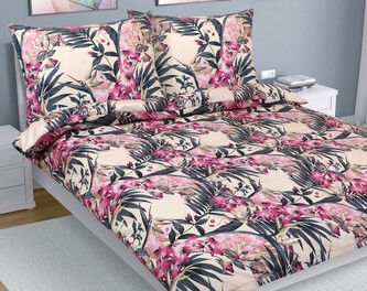 Povlečení bavlna na dvoudeku - Růžová,Zelená - 1ks 180x200, 2ks 70x90 cm