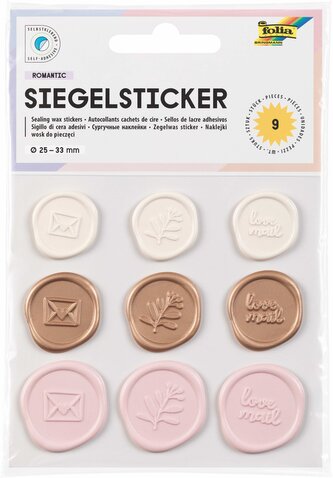 Samolepka s voskovou pečetí - romantika (9 ks, Ø 25 - 33 mm)