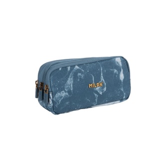 Pouzdro na pera MILAN 3-zipové, série Lava - modrý