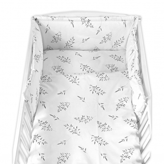 Sada do postýlky 3D, mantinel a povlečení - Louka, bílá, 135x100; 135x100