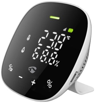 NEDIS Wi-Fi chytrý monitor kvality ovzduší/ včetně displeje/ Oxid uhličitý (CO2)/ teplota / vlhkost/ černo-bílý