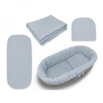 Mušelínová sada do hluboké korby kočárku 4v1 Nature - jeans