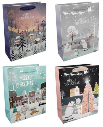 Torba prezentowa 31x42 Święta brokat mix