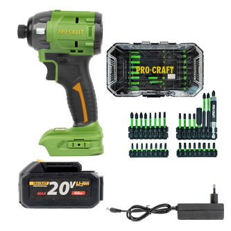 Aku rázový utahovák Procraft PS22bb + sada bitů IBS-41. | SPS22/IBS-41