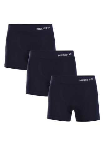 3PACK pánské boxerky Nedeto bezešvé bambusové modré (3NDTB002S) L