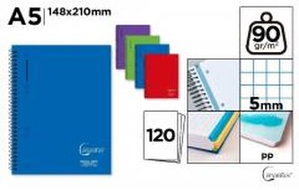 Notatnik A5/120K kołowy kratka MIX