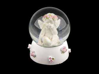 Sněžítko anděl Ø6,5 cm - 1 ks - 3 bílá