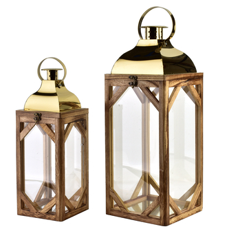 LEVI GOLD Komplet 2 latarni20x20x53cm/15x15x41,5cm