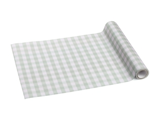 Běhoun na stůl s kostkovaným vzorem v šalvějové barvě – 40×500 cm
