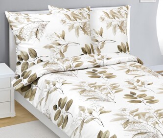 Povlečení bavlněný satén - Hnědá,Bílá - 140x220, 70x90 cm