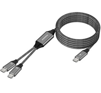 PREMIUMCORD Nabíjecí kabel USB-C, 2xUSB-C na USB-C, 100W, 1m, černá