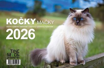 Kalendář 2026 Kočky, stolní, týdenní, 15 x 22,5 cm