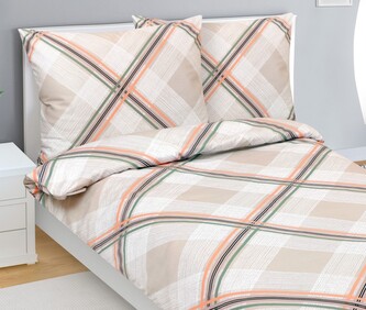 Povlečení bavlněný satén - Béžová,Lososová,Zelená - 140x220, 70x90 cm