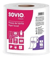 Papírové utěrky, bílá, 2-vrstvé, 100 m, průměr 20 cm, 1 role, SOVIO PP20963