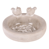 Krmítko/pítko - betonové, kruhové, s ptáčky, šedé