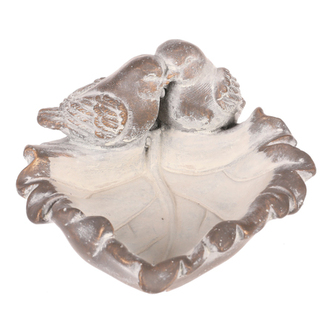 Krmítko/pítko - beton, tvar list s ptáčky, antracitově šedé