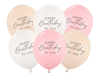 Balonky Happy Birthday – růžový mix, 30 cm, 6 ks