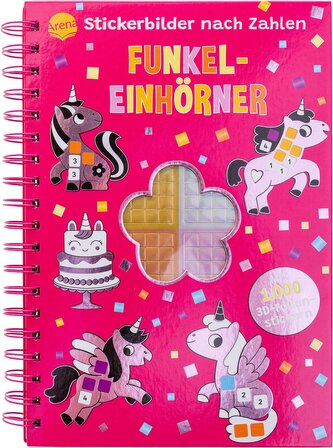 Stickerbilder nach Zahlen. Funkel-Einhörner (Mit 1.000 3D-Mosaik-Folienstickern)