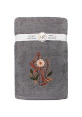 RĘCZNIK KPL.MARIBELLA 3 SZT./30X50/50X100/70X140/ FROTTE HAFT 001 KWIATKI CIEMNY SZARY