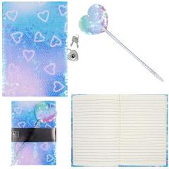 Pamiętnik cekiny serca z długopisem Pamiętnik cekiny serca z długopisem