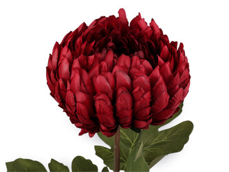 Umělá chryzantéma - 1 ks - 5 (Ø12 cm) červená tmavá zavřená