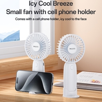 Mini stolní větrák Yesido (YF15) s držákem na telefon, USB C, 3 rychlosti, barva bílá
