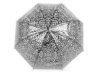 Dámský / dívčí průhledný vystřelovací deštník leopard - 1 ks - 4 černá