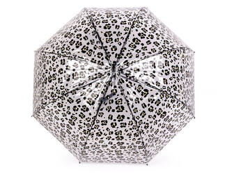 Dámský / dívčí průhledný vystřelovací deštník leopard - 1 ks - 1 krémová světlá