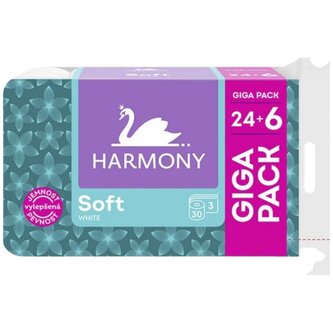 Harmony Soft White 3vrstvý toaletní papír, 30 rolí, 15 m role
