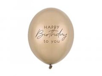 Balony Happy Birthday Metallic Gold 30cm 50szt