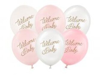 Balony Welcome Baby mix różowy 30cm 50szt
