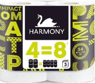 Harmony Compact 3vrstvý toaletní papír 4=8, 4 role, 34 m role