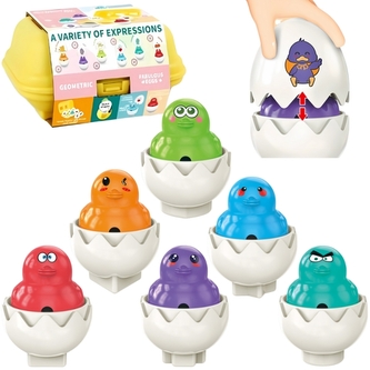 WOOPIE 54146Układanka Sorter Montessori Dopasuj Kształty Zabawne Kurczaczki Jajka 6szt