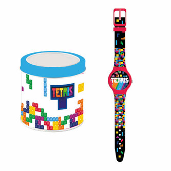 Zegarek analogowy w puszce Tetris