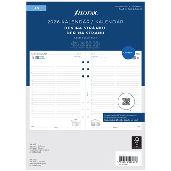 kalendář 2026 A5, den/1 str, linky, ČJ+SJ