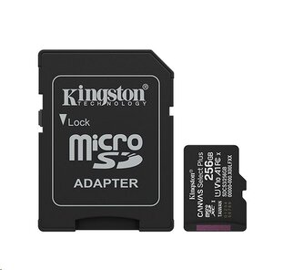 Kingston paměťová karta 256GB Canvas Select Plus Gen 3 microSDXC 150R A1 C10 Card + ADP
