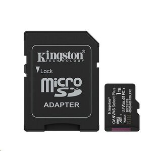 Kingston paměťová karta 1TB Canvas Select Plus Gen 3 microSDXC 150R A1 C10 Card + ADP