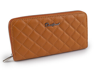 Dámská peněženka / dokladovka prošívaná 10x19 cm - 1 ks - 1 hnědá koňak