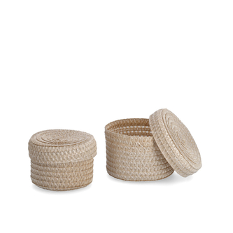 ZELLER Sada košíčků s víkem béžová 16x10cm a 17x12cm
