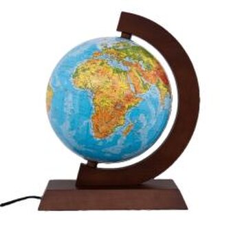 Globus fizyczny drewniana opr. podświet. 25cm CZ