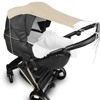Mušelínová sluneční stříška na kočárek NATURE - béžová