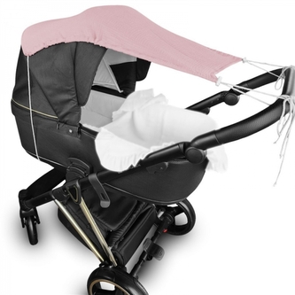 Mušelínová sluneční stříška na kočárek NATURE - pudrově růžová