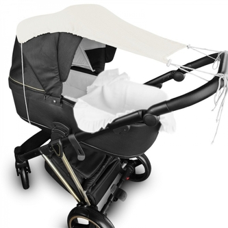 Mušelínová sluneční stříška na kočárek NATURE - smetanová