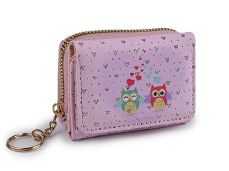 Mini peněženka dětská 7x8,5 cm - 1 ks - 20 růžová sv. sova