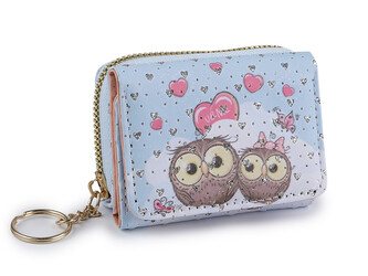Mini peněženka dětská 7x8,5 cm - 1 ks - 22 modrá pomněnková sova