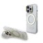 Guess IML Gold Outline Stand Camera Frame MagSafe Zadní Kryt pro iPhone 16 Pro Max Transparent